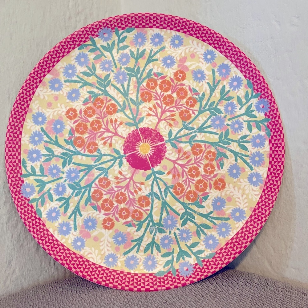 Floral Pink and Orange Serving Plate